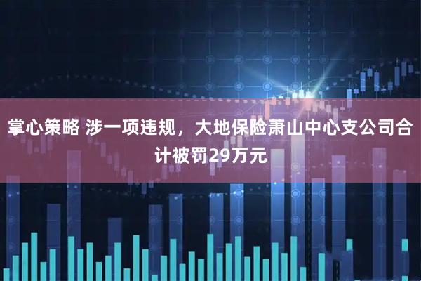 掌心策略 涉一项违规，大地保险萧山中心支公司合计被罚29万元