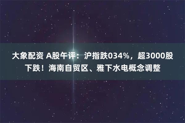 大象配资 A股午评：沪指跌034%，超3000股下跌！海南自贸区、雅下水电概念调整